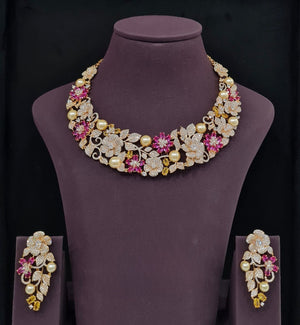Cz Necklace 09071 - KRISHNA'S SWETA JEWELLERY