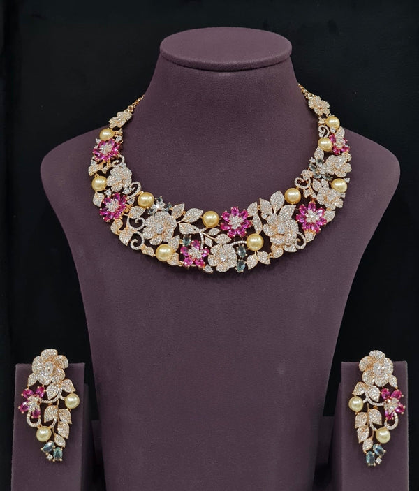 Cz Necklace 09071 - KRISHNA'S SWETA JEWELLERY