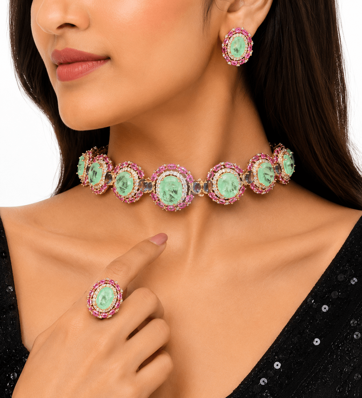 Cz Necklace 09072 - KRISHNA'S SWETA JEWELLERY
