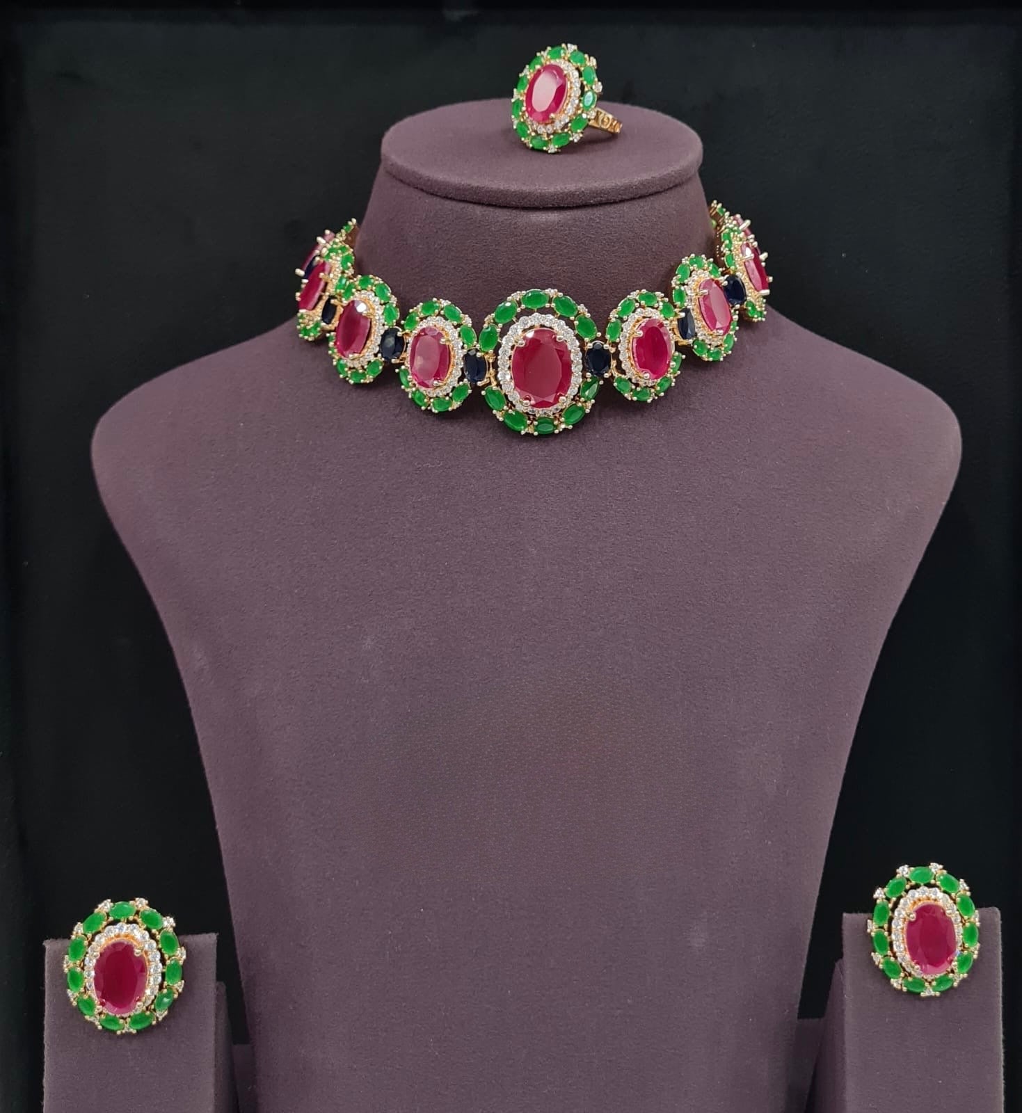 Cz Necklace 09072 - KRISHNA'S SWETA JEWELLERY
