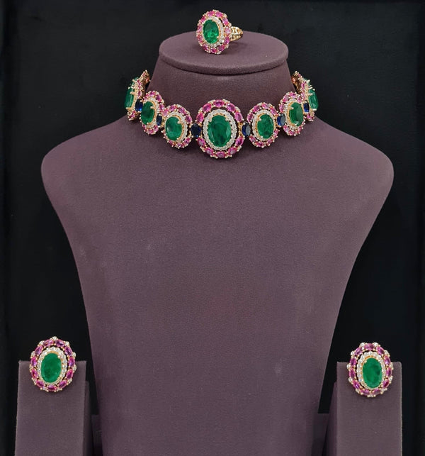 Cz Necklace 09072 - KRISHNA'S SWETA JEWELLERY