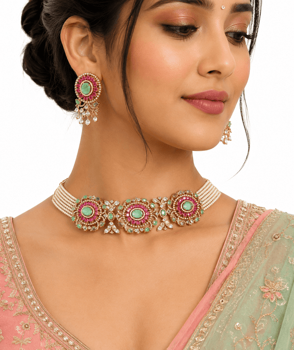 Cz Necklace 09325 - KRISHNA'S SWETA JEWELLERY
