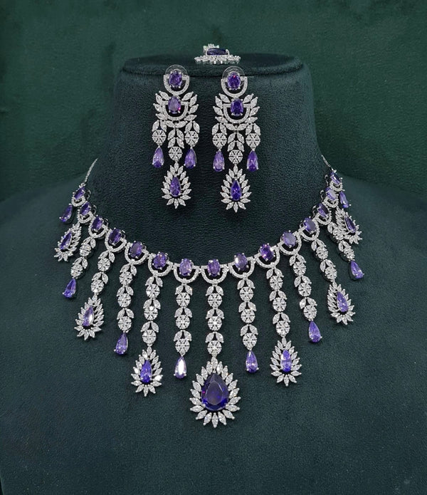Cz Necklace 09327 - KRISHNA'S SWETA JEWELLERY