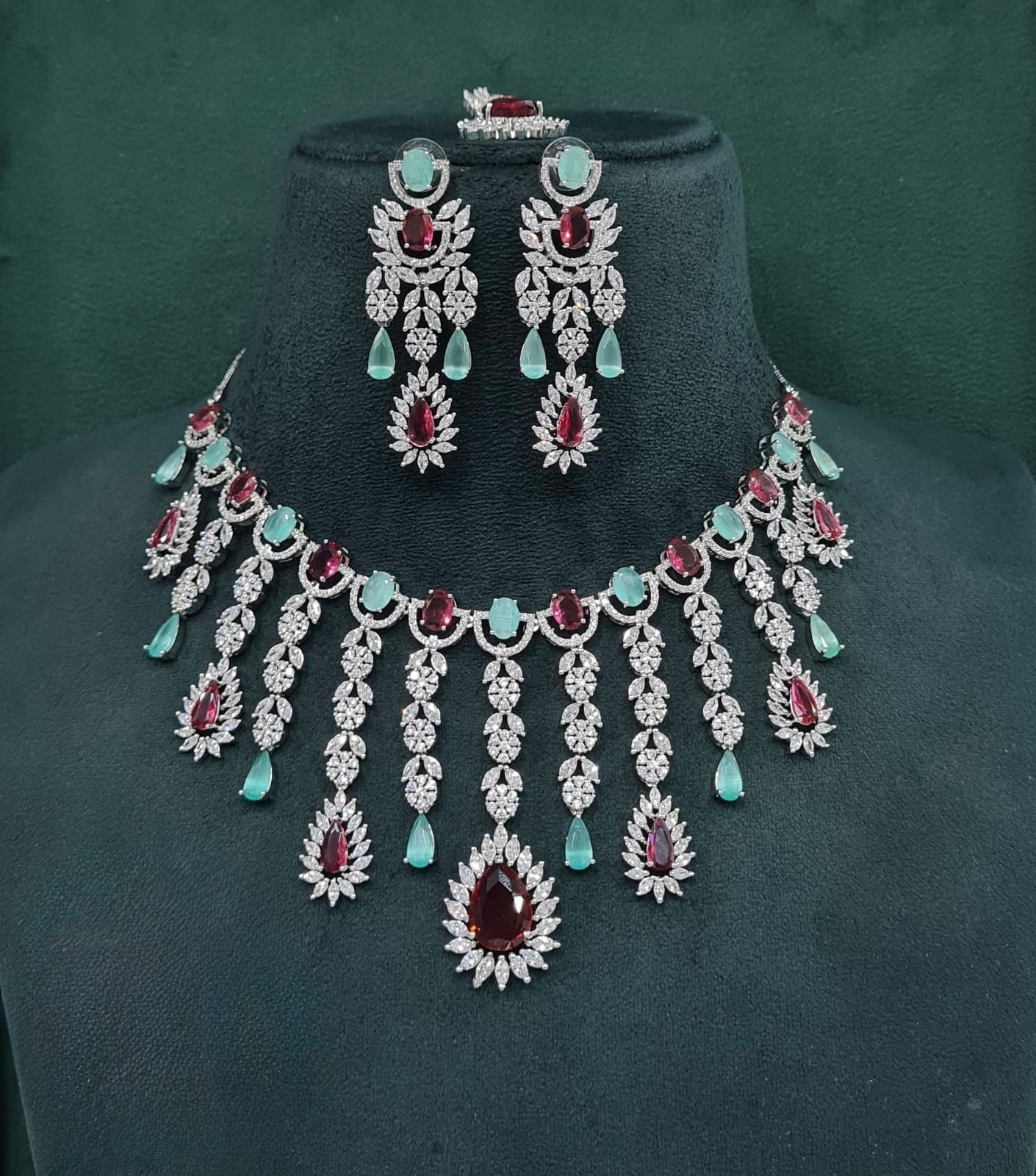 Cz Necklace 09327 - KRISHNA'S SWETA JEWELLERY