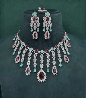 Cz Necklace 09327 - KRISHNA'S SWETA JEWELLERY
