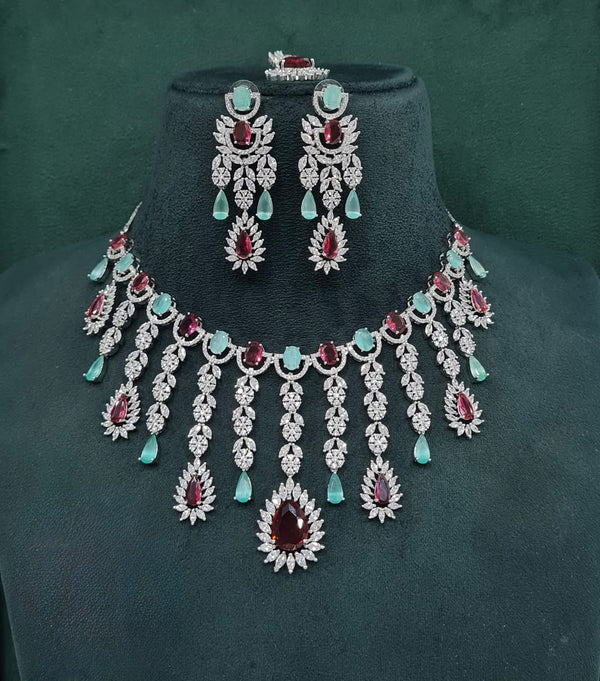 Cz Necklace 09327 - KRISHNA'S SWETA JEWELLERY