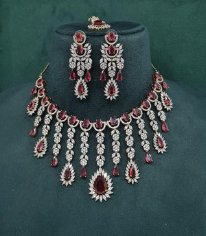 Cz Necklace 09327 - KRISHNA'S SWETA JEWELLERY