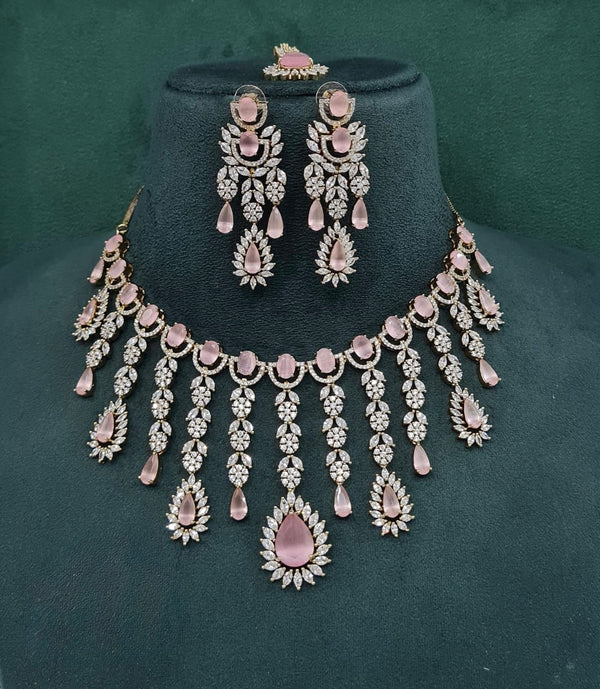 Cz Necklace 09327 - KRISHNA'S SWETA JEWELLERY