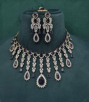 Cz Necklace 09327 - KRISHNA'S SWETA JEWELLERY