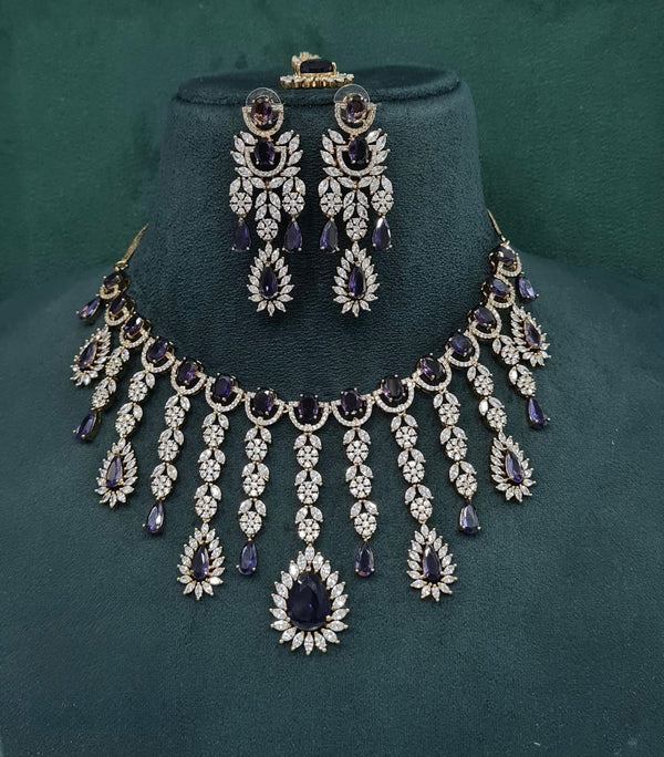 Cz Necklace 09327 - KRISHNA'S SWETA JEWELLERY