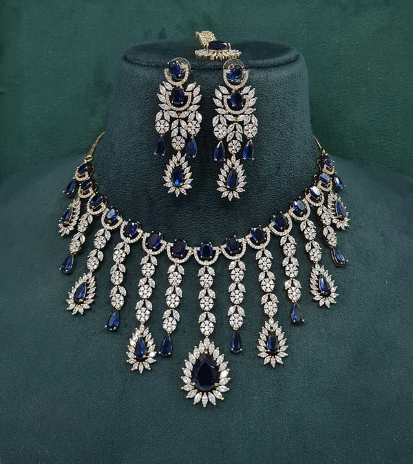 Cz Necklace 09327 - KRISHNA'S SWETA JEWELLERY