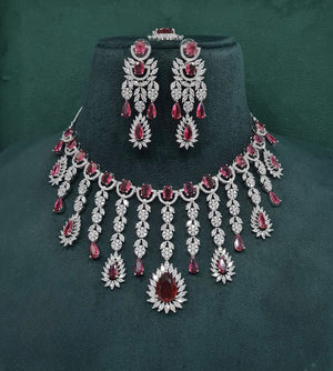 Cz Necklace 09327 - KRISHNA'S SWETA JEWELLERY