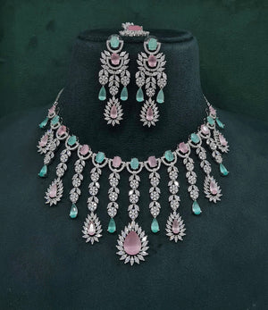 Cz Necklace 09327 - KRISHNA'S SWETA JEWELLERY