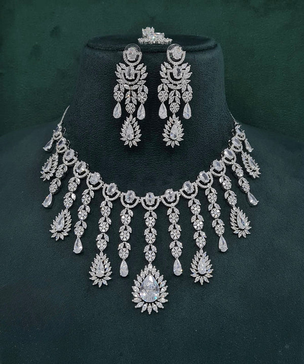 Cz Necklace 09327 - KRISHNA'S SWETA JEWELLERY
