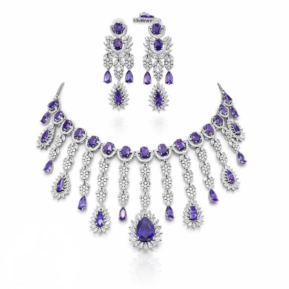 Cz Necklace 09327 - KRISHNA'S SWETA JEWELLERY