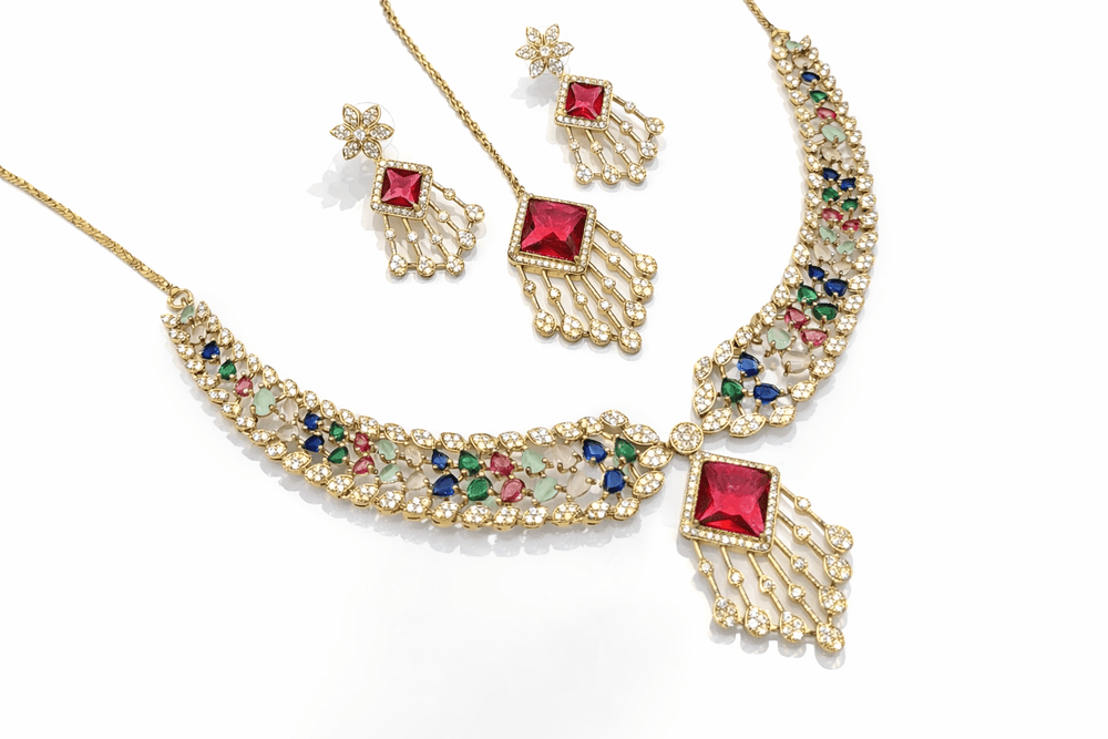 Cz Necklace 09425 - KRISHNA'S SWETA JEWELLERY