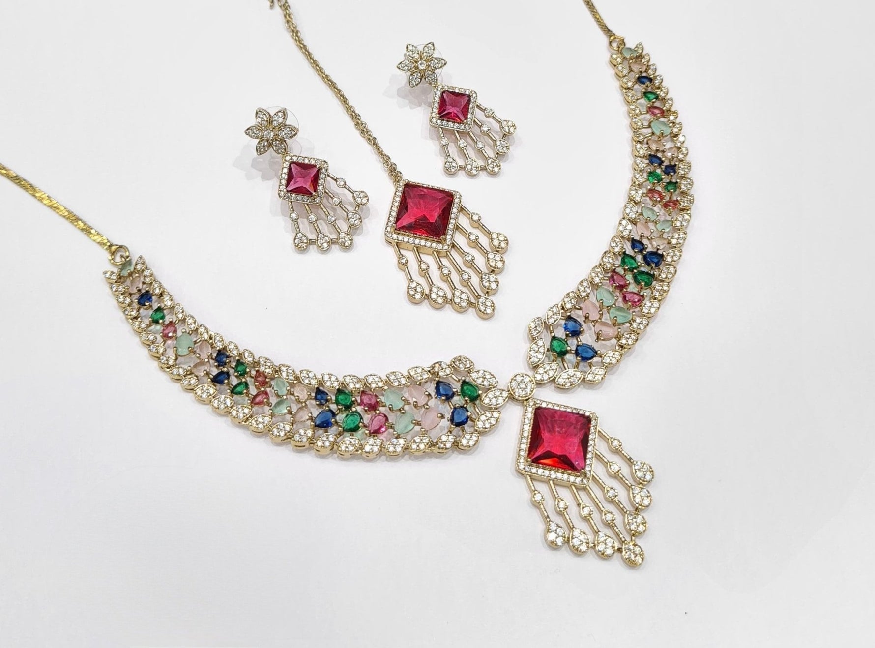 Cz Necklace 09425 - KRISHNA'S SWETA JEWELLERY
