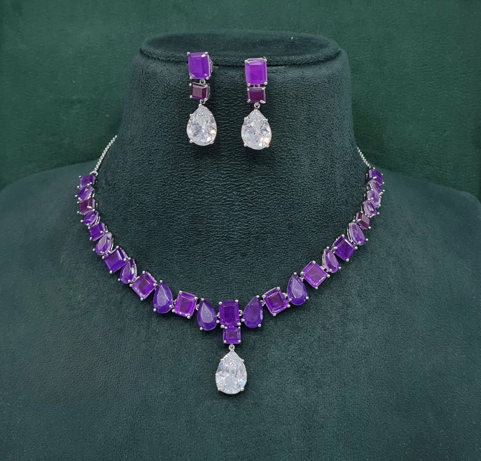 Cz Necklace 10097 - KRISHNA'S SWETA JEWELLERY