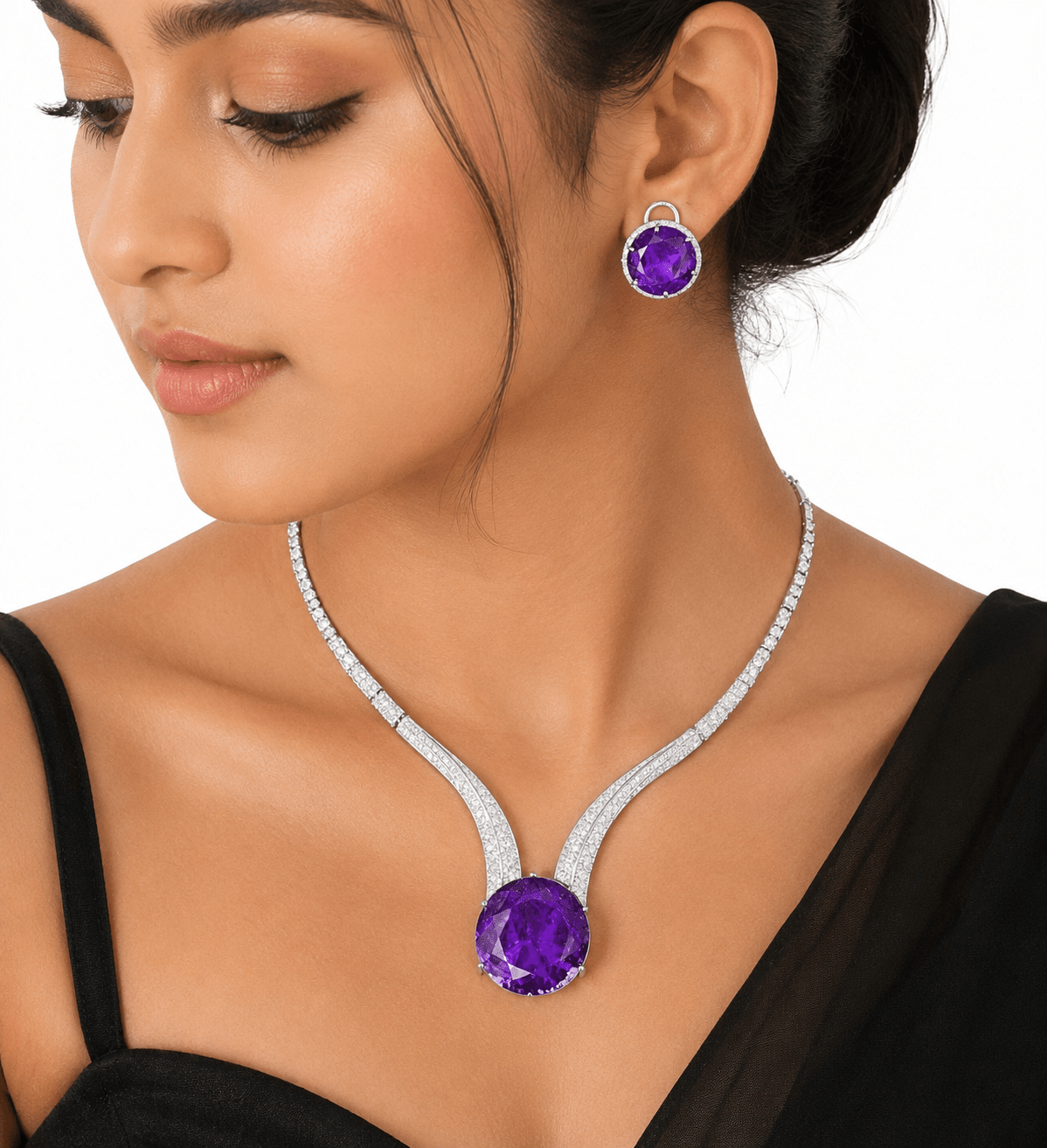 Cz Necklace 10137 - KRISHNA'S SWETA JEWELLERY