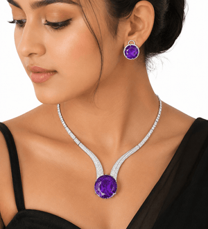 Cz Necklace 10137 - KRISHNA'S SWETA JEWELLERY