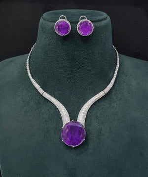 Cz Necklace 10137 - KRISHNA'S SWETA JEWELLERY