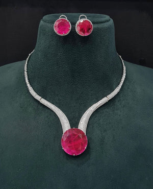 Cz Necklace 10137 - KRISHNA'S SWETA JEWELLERY