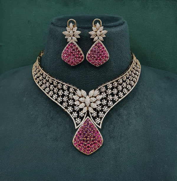 Cz Necklace 10138 - KRISHNA'S SWETA JEWELLERY