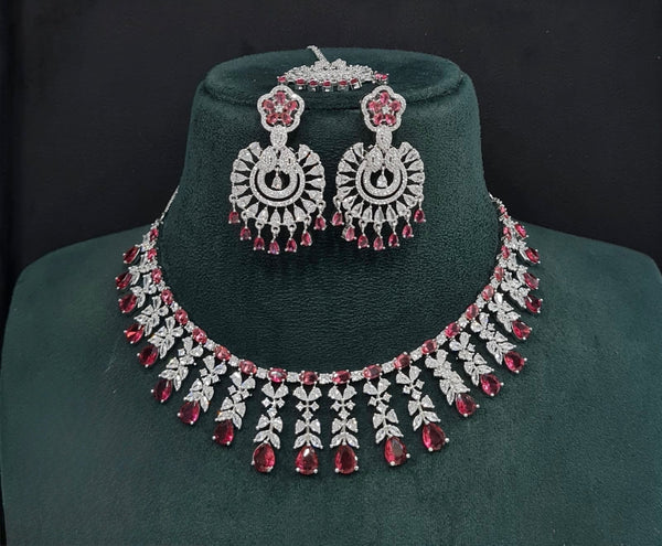 Cz Necklace 10256 - KRISHNA'S SWETA JEWELLERY