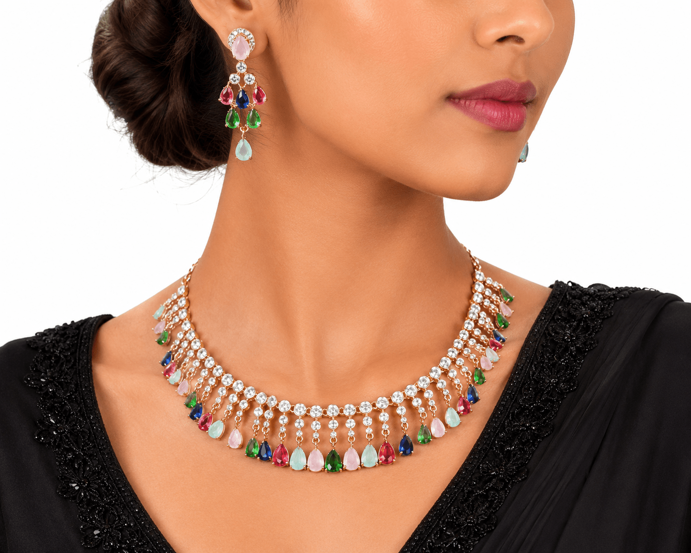 Cz Necklace 10258 - KRISHNA'S SWETA JEWELLERY