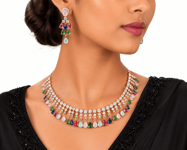 Cz Necklace 10258 - KRISHNA'S SWETA JEWELLERY
