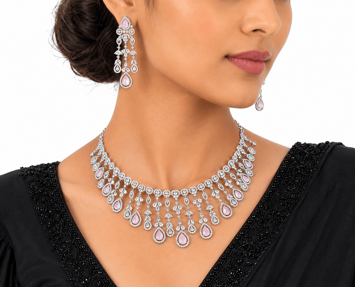 Cz Necklace 10259 - KRISHNA'S SWETA JEWELLERY