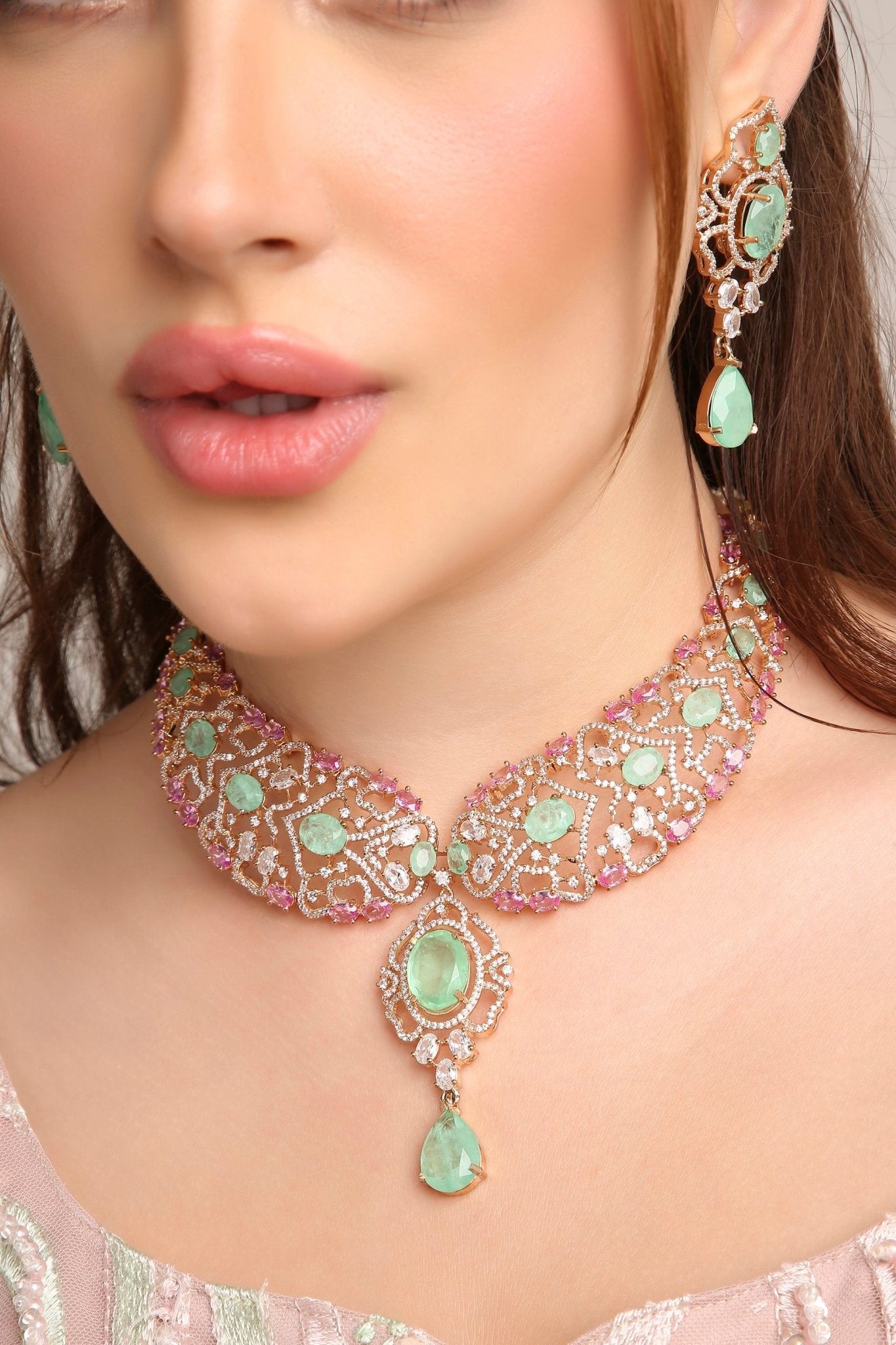 Cz Necklace 10361 - KRISHNA'S SWETA JEWELLERY
