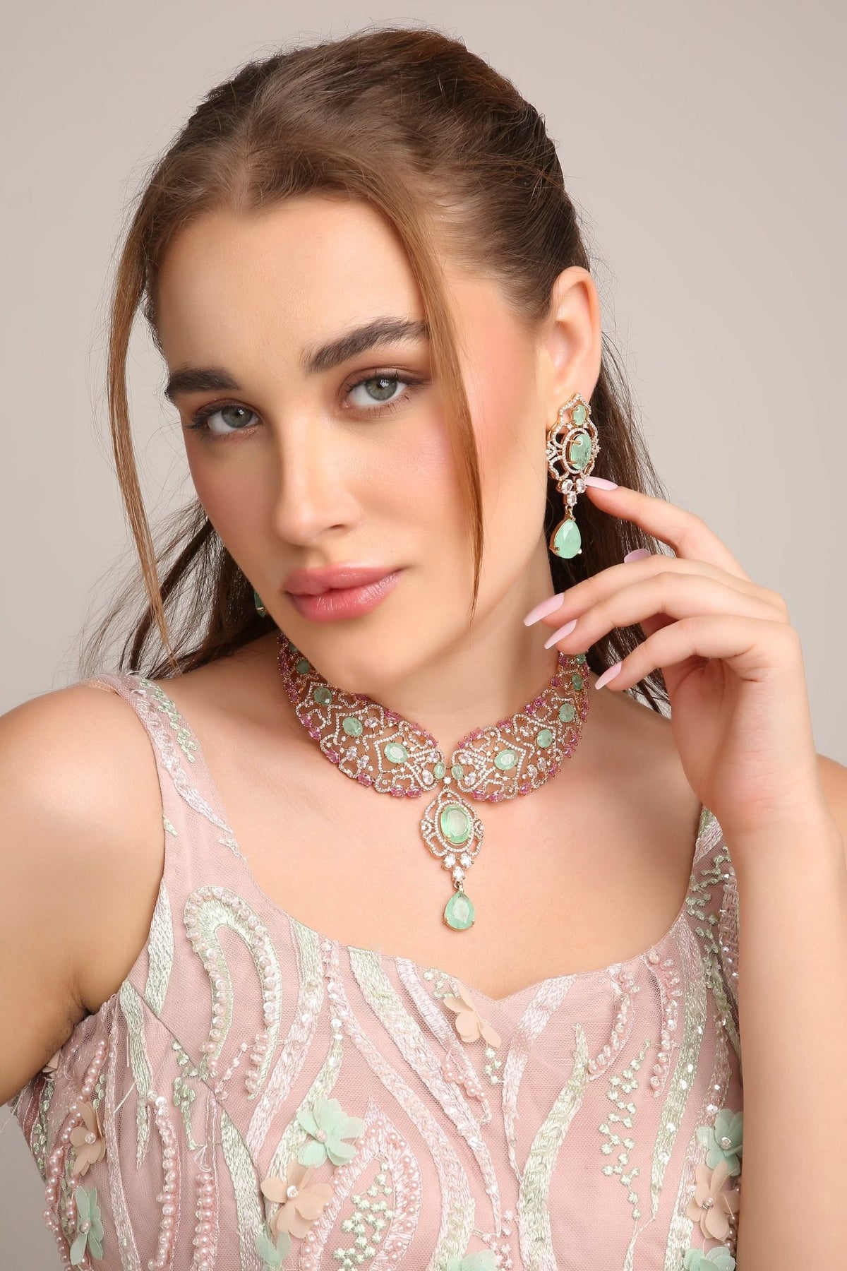 Cz Necklace 10361 - KRISHNA'S SWETA JEWELLERY