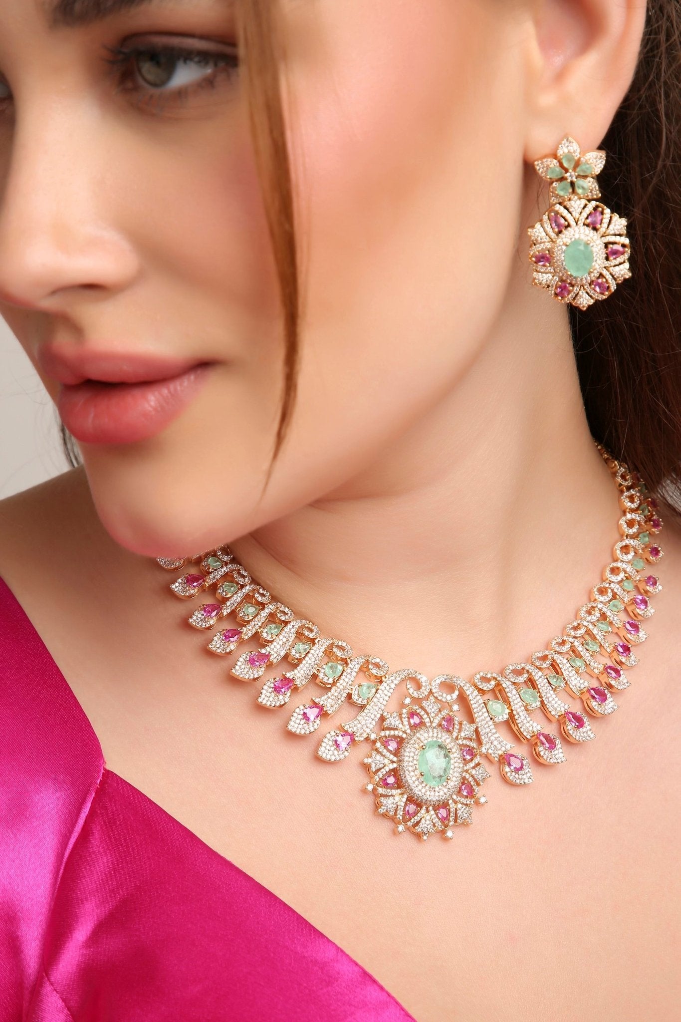 Cz Necklace 10575 - KRISHNA'S SWETA JEWELLERY