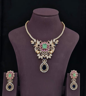 Cz Necklace 10637 - KRISHNA'S SWETA JEWELLERY