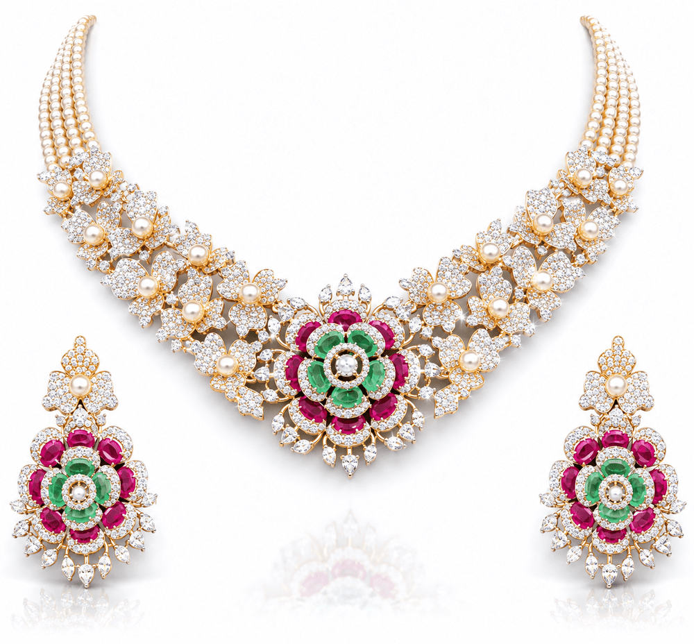 Cz Necklace 10956 - KRISHNA'S SWETA JEWELLERY