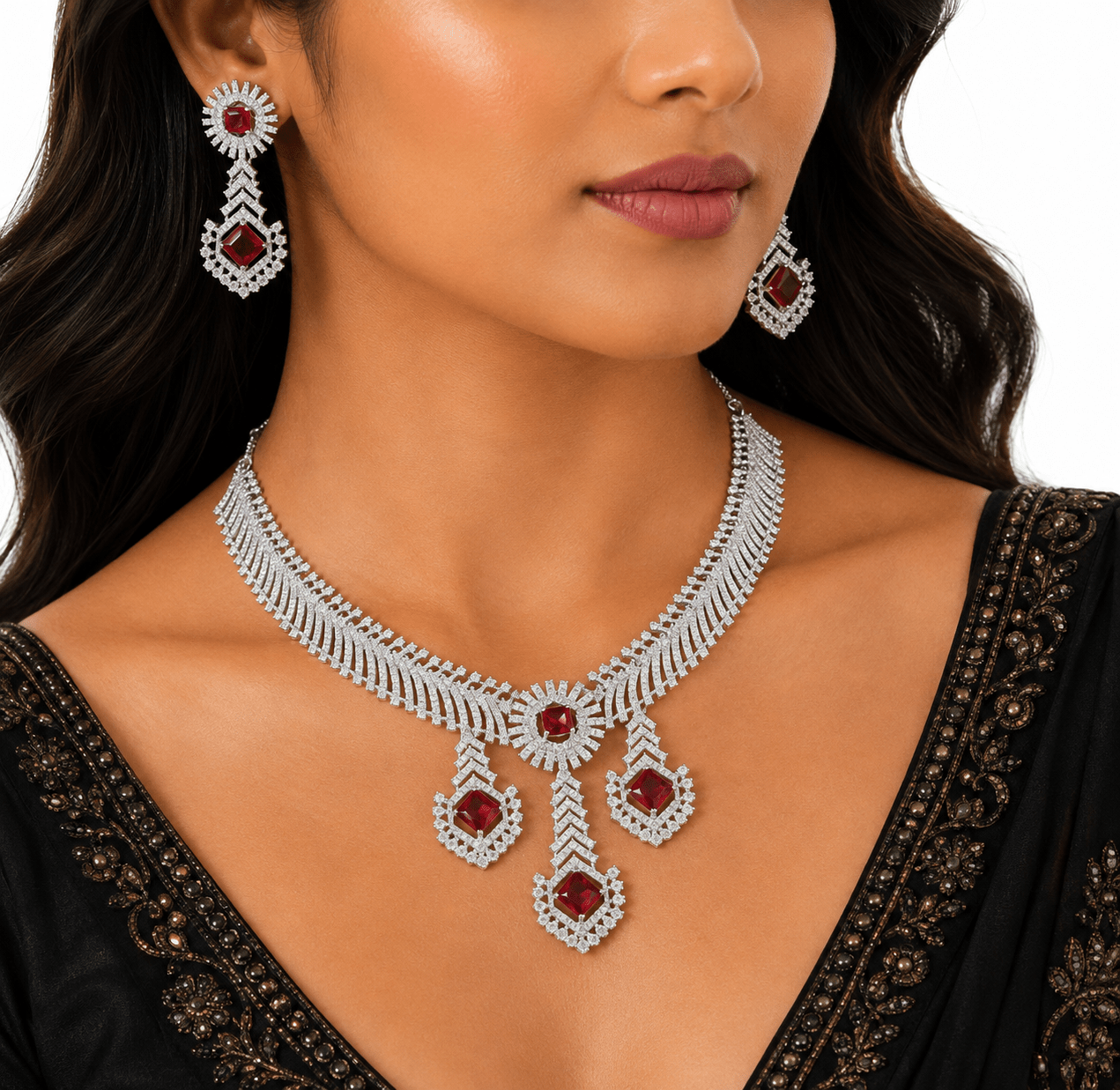 Cz Necklace 10973 - KRISHNA'S SWETA JEWELLERY
