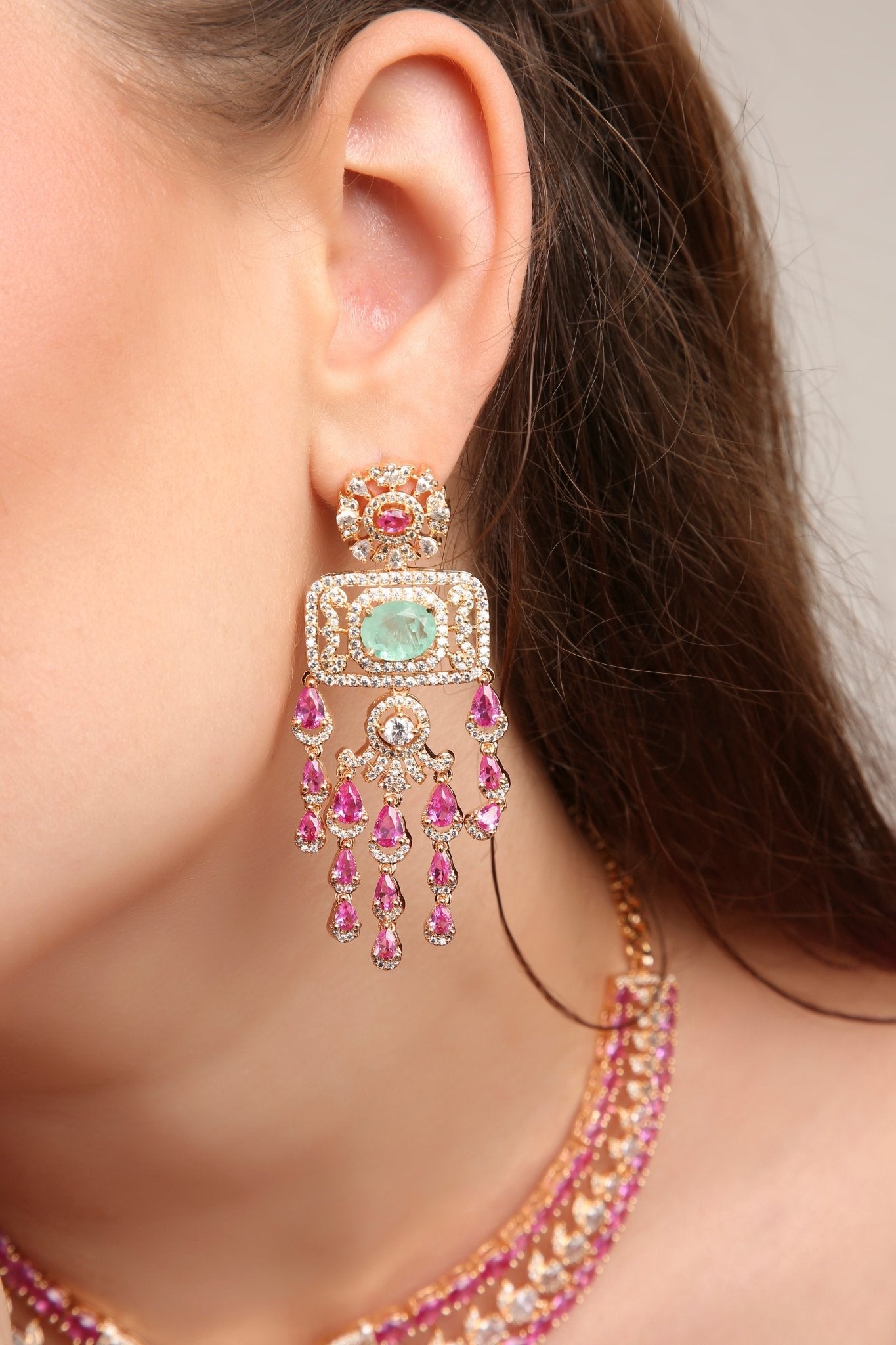 Cz Necklace 11102 - KRISHNA'S SWETA JEWELLERY