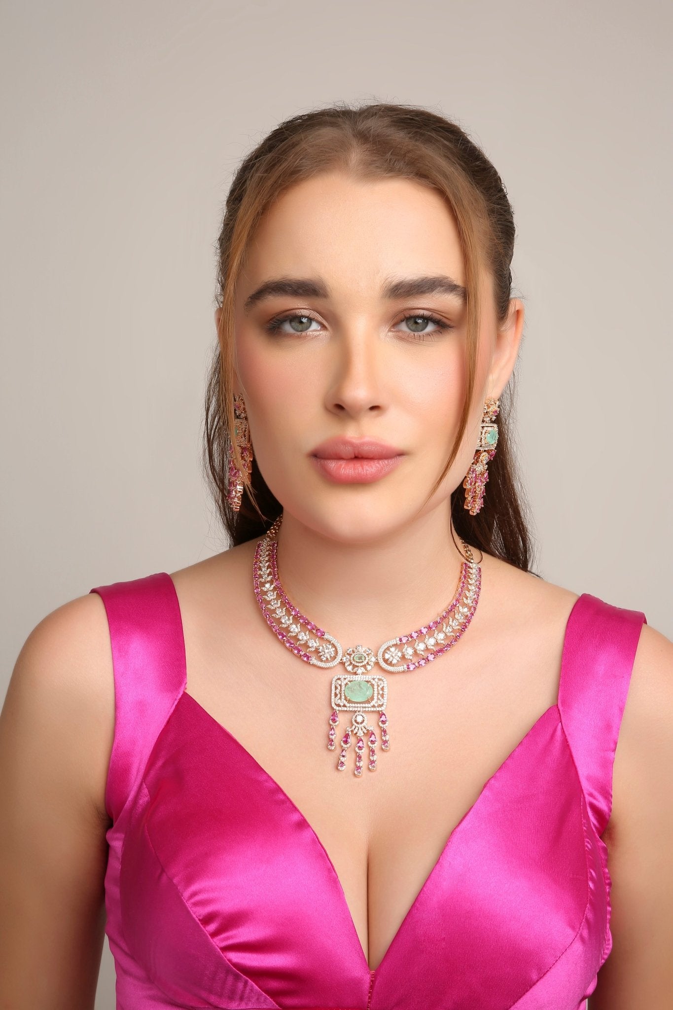 Cz Necklace 11102 - KRISHNA'S SWETA JEWELLERY
