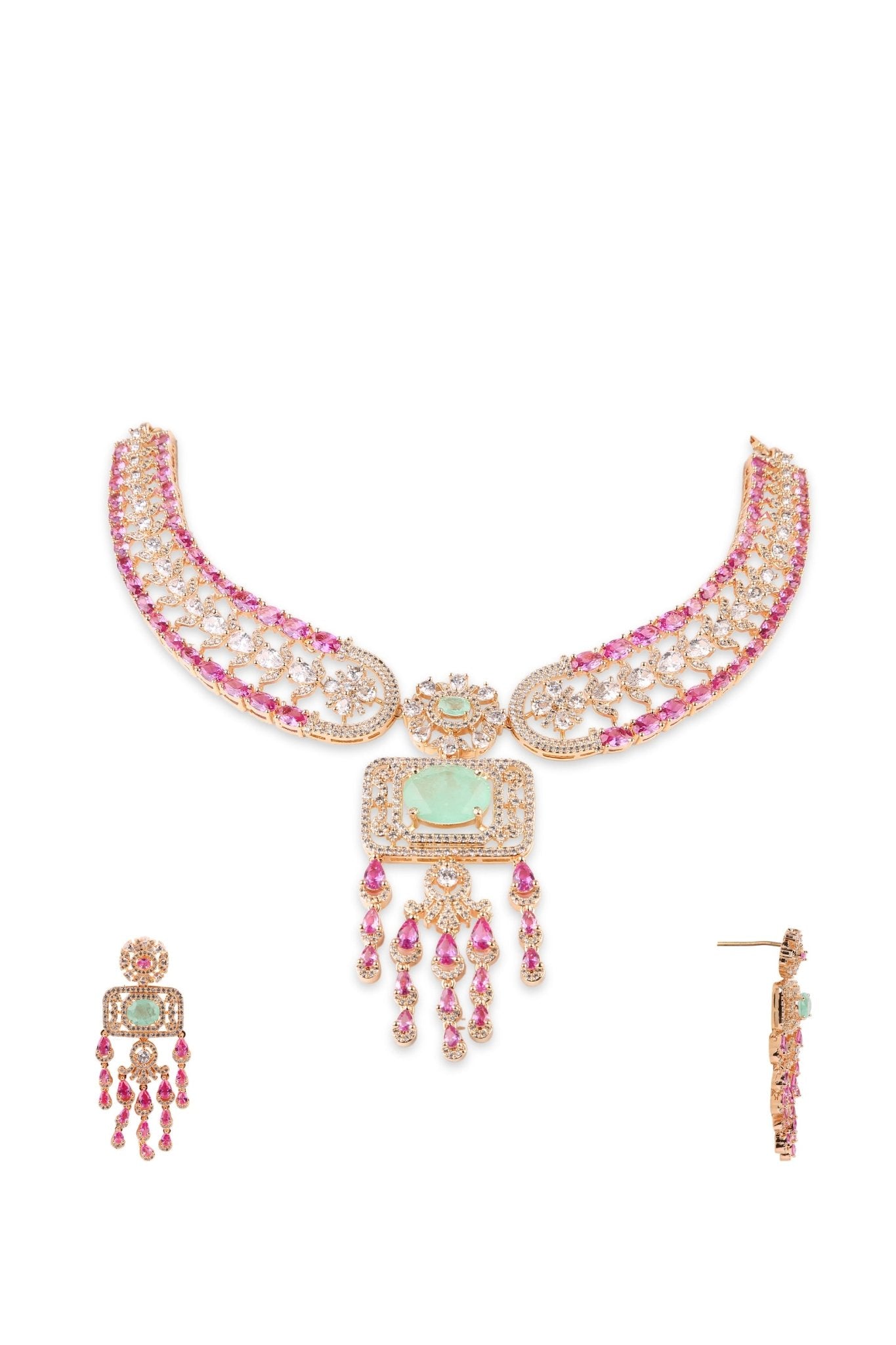 Cz Necklace 11102 - KRISHNA'S SWETA JEWELLERY