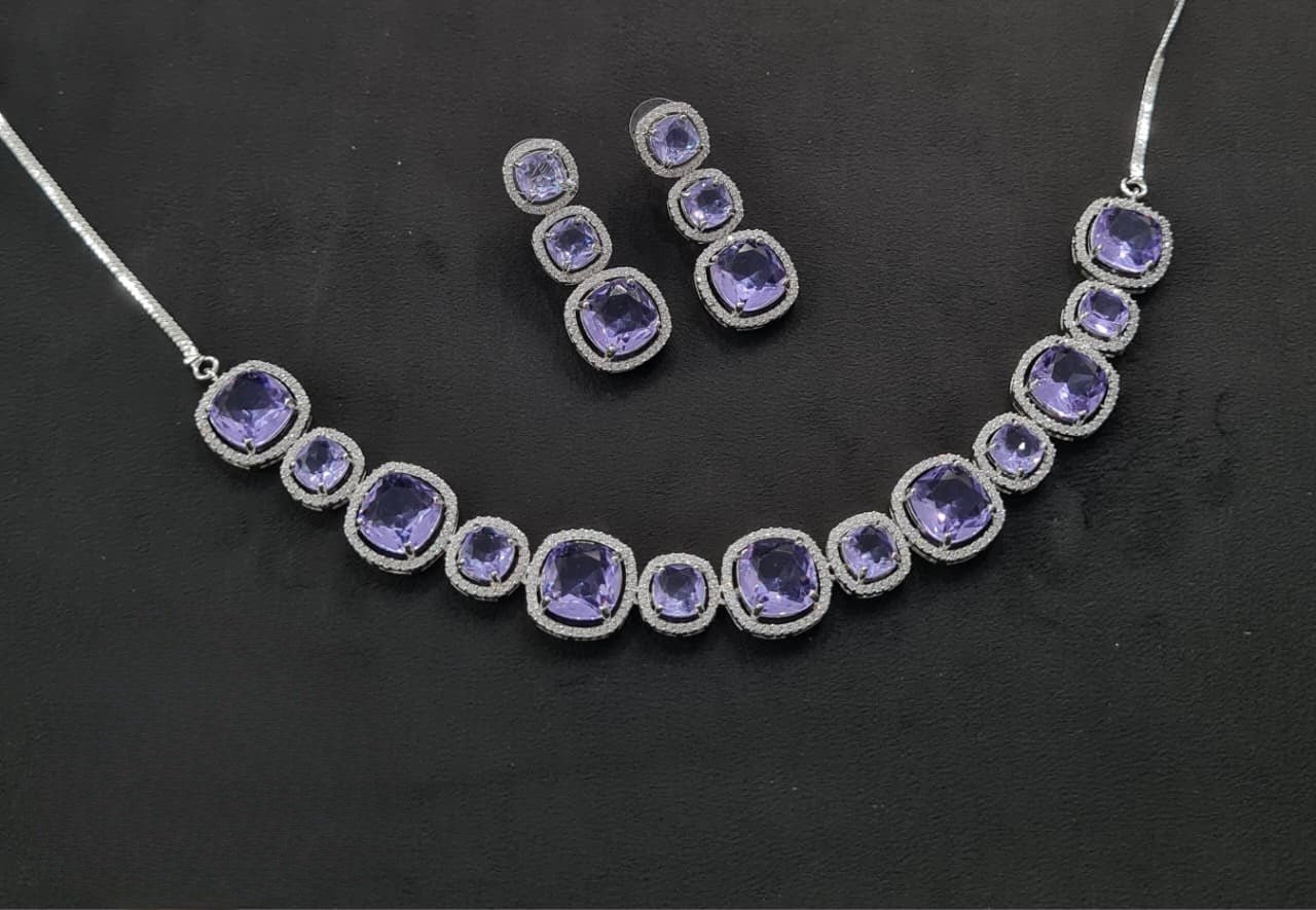 Cz Necklace 11108 - KRISHNA'S SWETA JEWELLERY
