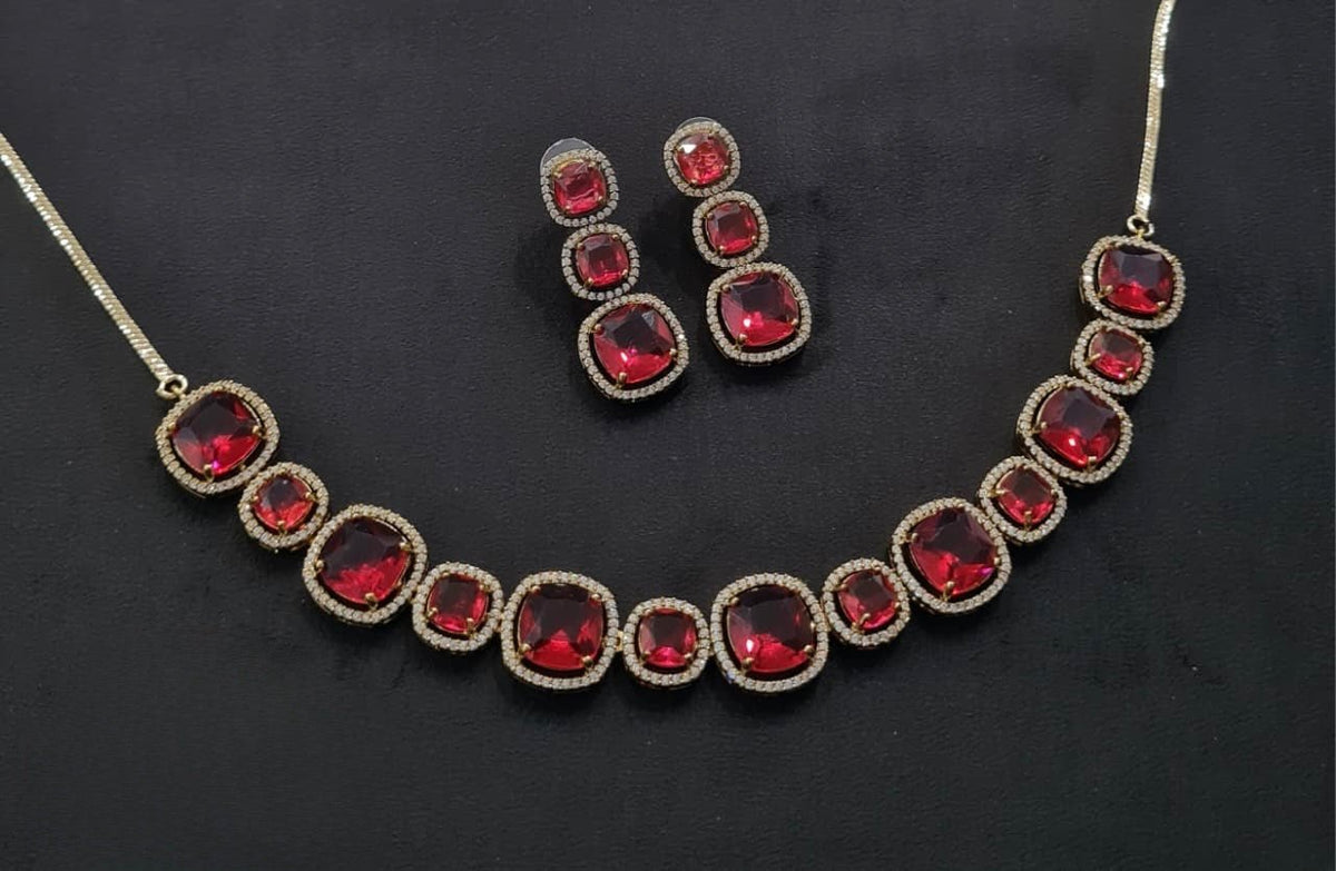 Cz Necklace 11108 - KRISHNA'S SWETA JEWELLERY