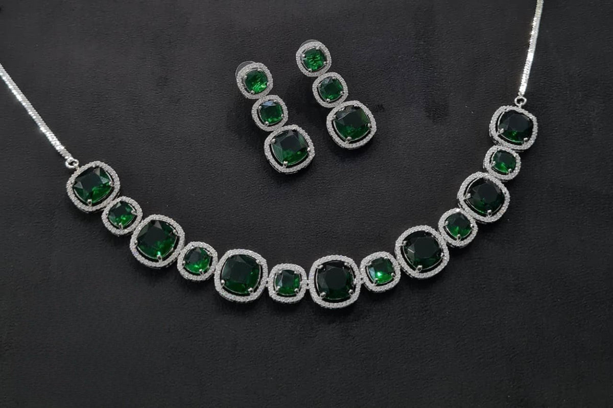 Cz Necklace 11108 - KRISHNA'S SWETA JEWELLERY