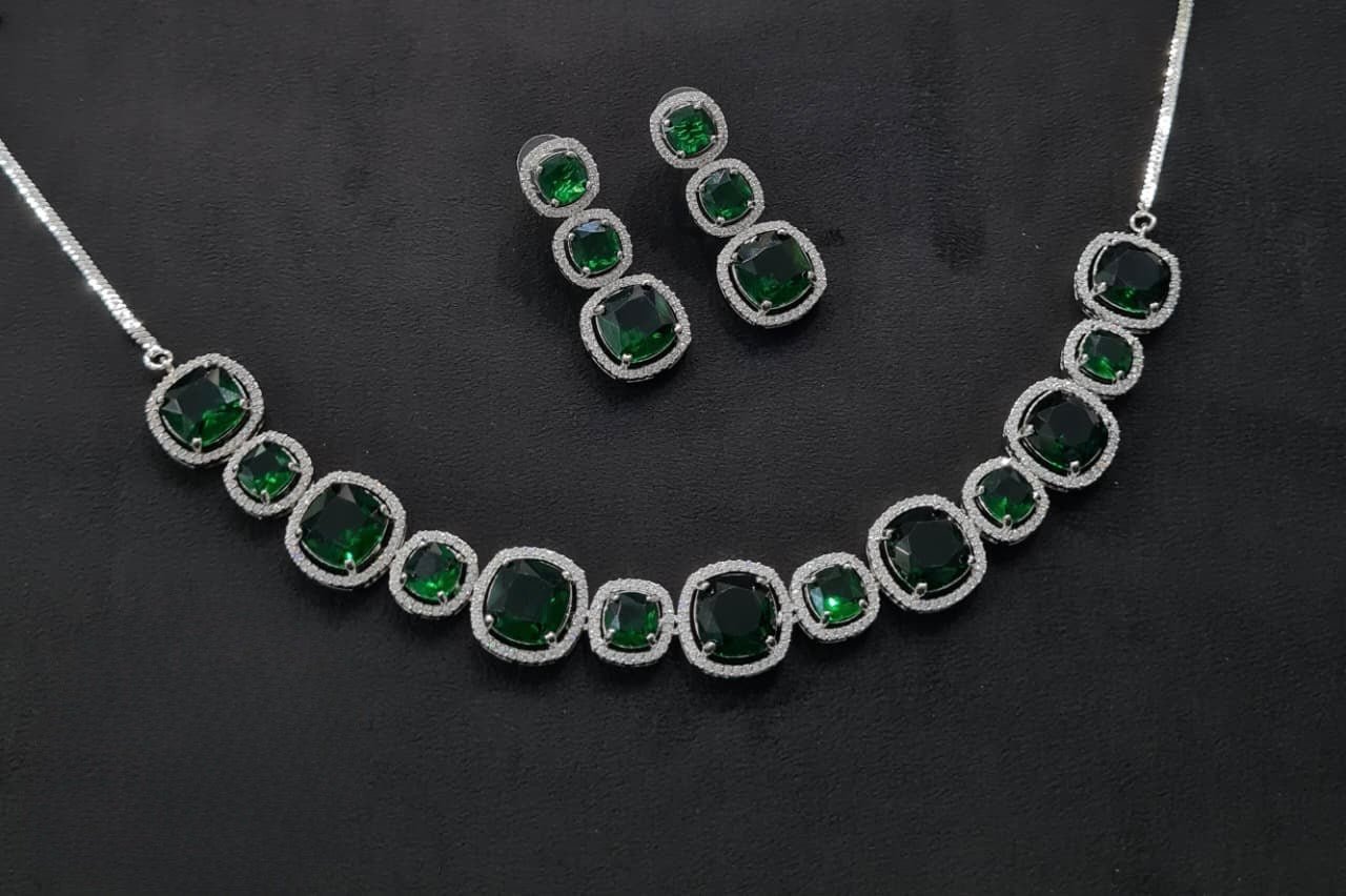 Cz Necklace 11108 - KRISHNA'S SWETA JEWELLERY