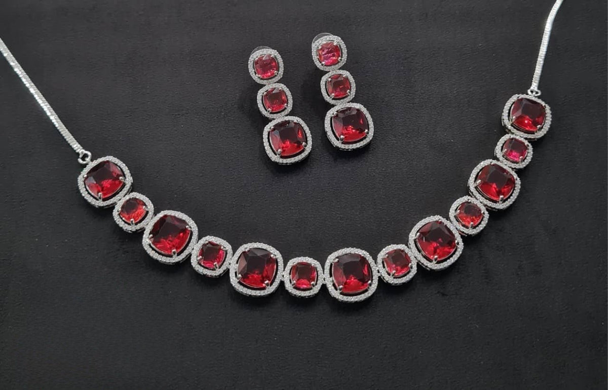 Cz Necklace 11108 - KRISHNA'S SWETA JEWELLERY