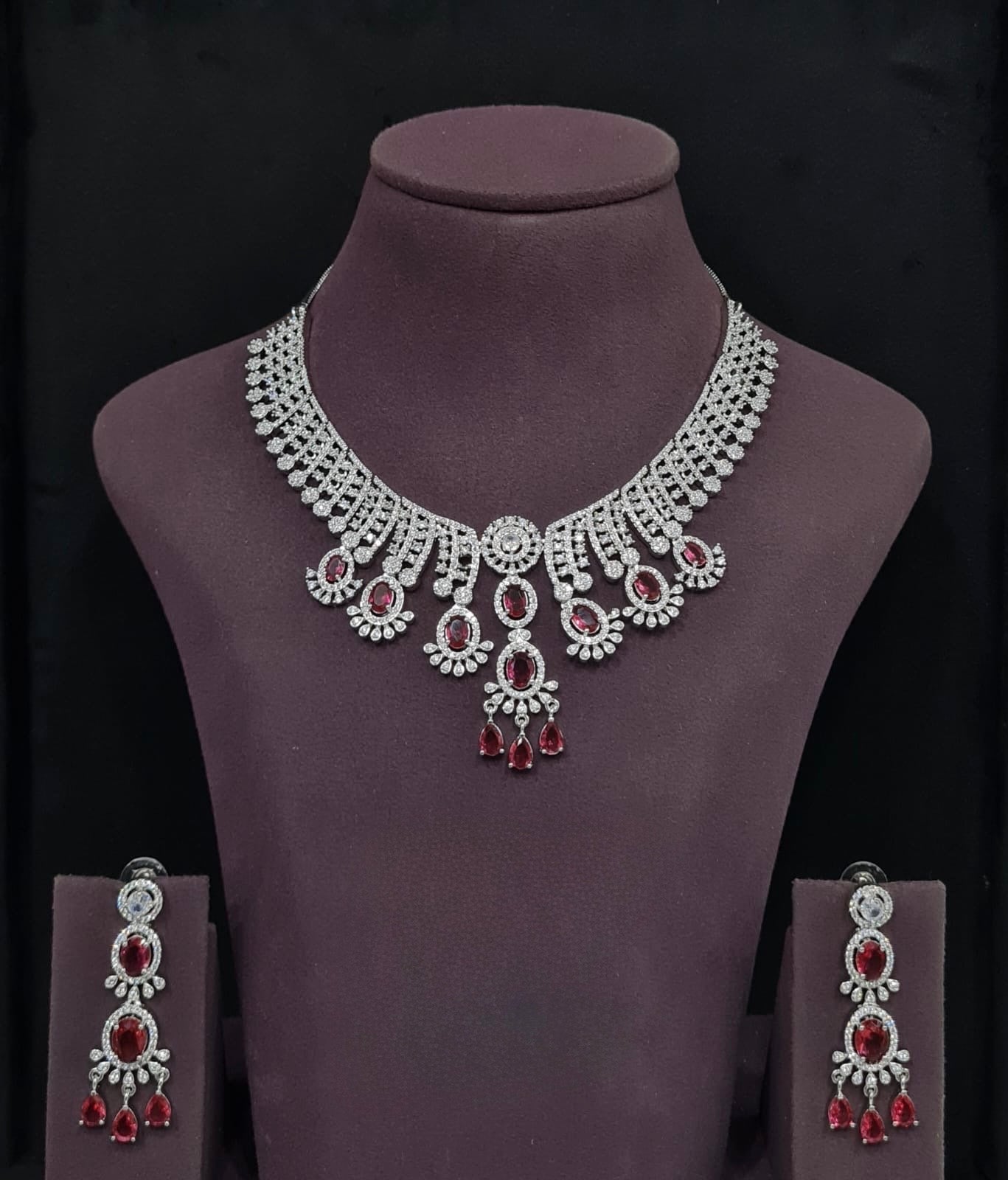 Cz Necklace 11109 - KRISHNA'S SWETA JEWELLERY