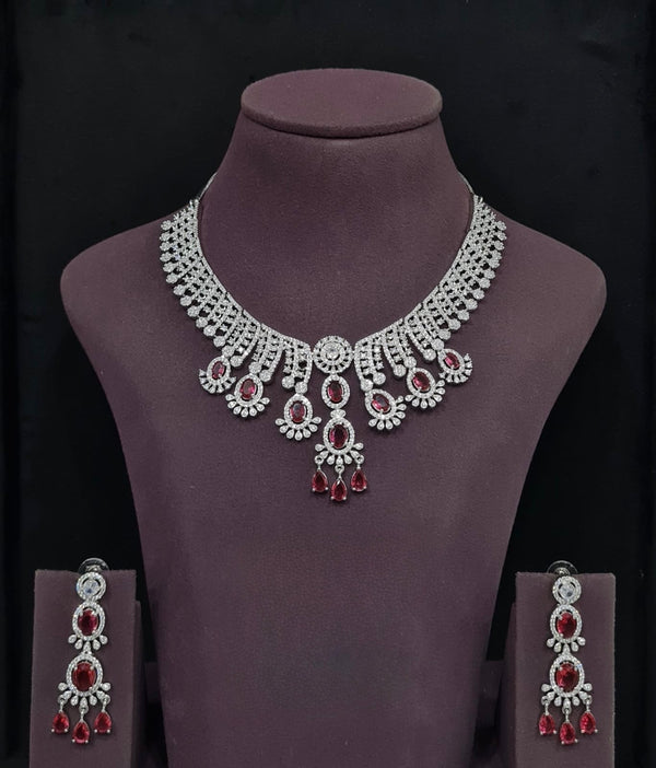 Cz Necklace 11109 - KRISHNA'S SWETA JEWELLERY