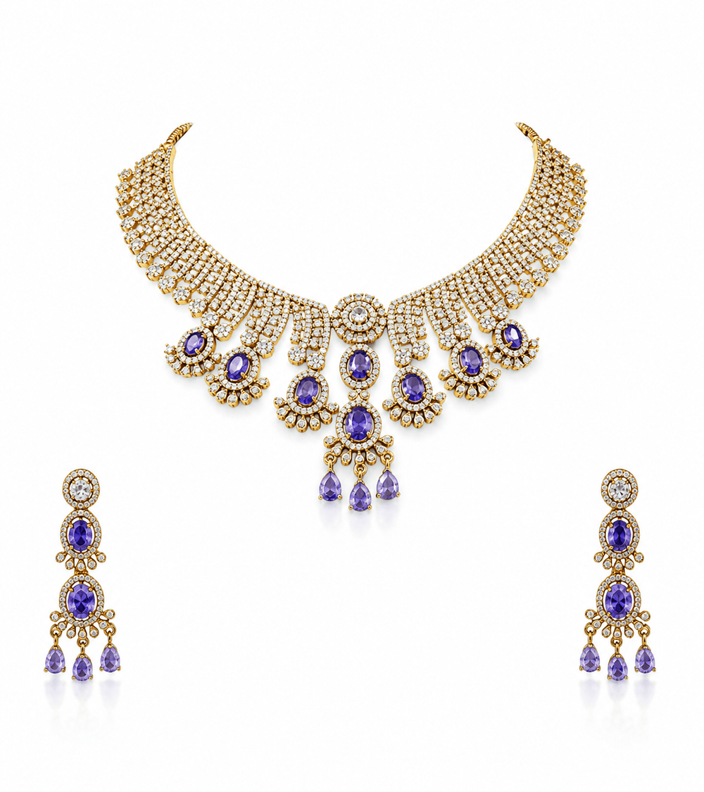 Cz Necklace 11109 - KRISHNA'S SWETA JEWELLERY