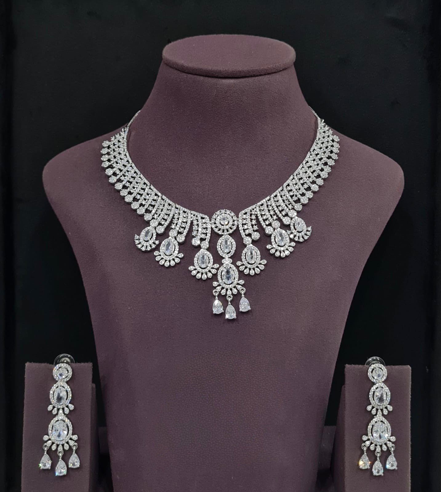 Cz Necklace 11109 - KRISHNA'S SWETA JEWELLERY