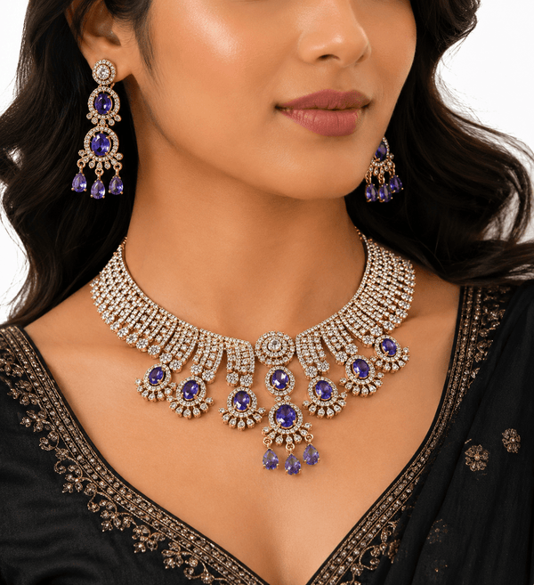 Cz Necklace 11109 - KRISHNA'S SWETA JEWELLERY